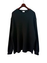 【URU】Cotton Waffle Thermal Crew(別注BK/別注ブラック)