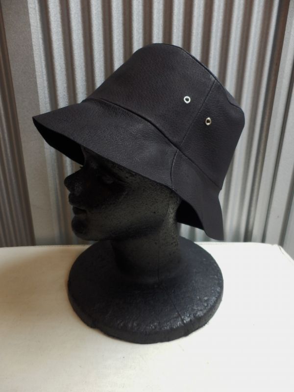 画像: 【HATAE】別注Leather Bucket Hat(ハトメ有り)‐ブラック